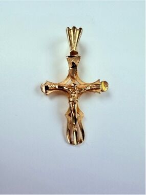 14K Solid Yellow Gold Michael Anthony Religious Crucifix Cross Vintage Pendant